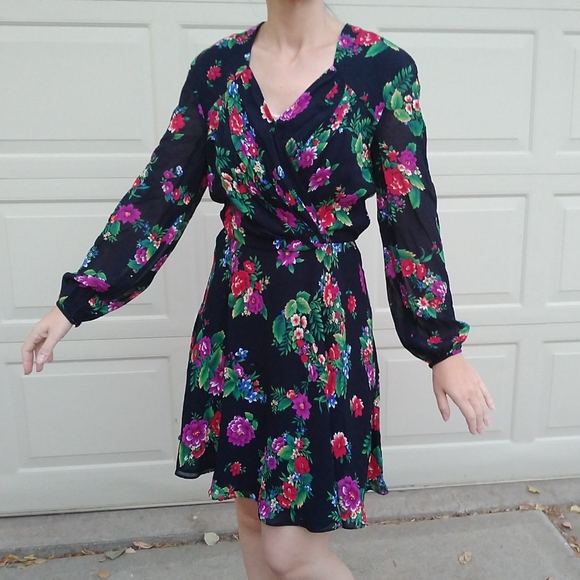 vintage LIZ CLAIBORNE floral dress S - Picture 2 of 9